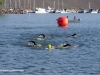 Swimmers round the buoy at the Cherry Creek Reservoir