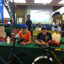 Griesbauer and Evoe promoting Blue Bicycles