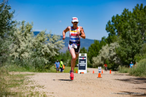 Boulder resident and South African Jeanni Seymour runs a 1:27:20 half-marathon split to finish second overall, 4:12:00, at the IRONMAN 70.3 Boulder.