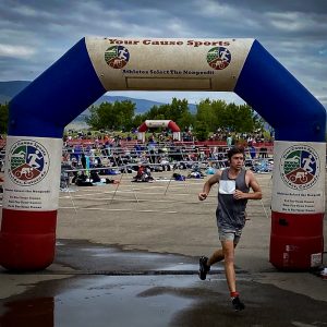 2022 Boulder Sunrise Triathlon - a runner leaves the transition area