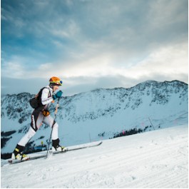 Skier going uphill
