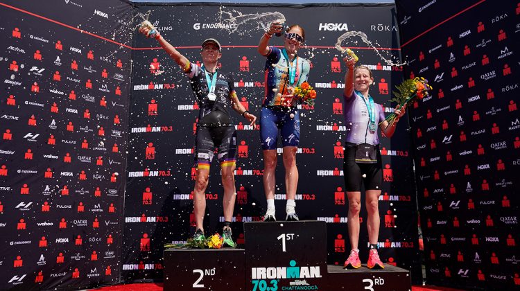 The women's podium at the 2023 IRONMAN 70.3 Chattanooga